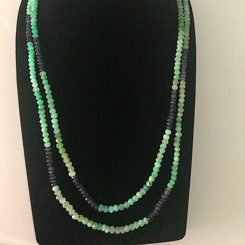Genuine green amethyst & iolite necklace